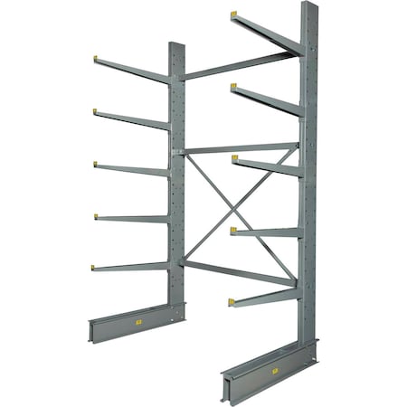 Global Industrial Single Sided Heavy Duty Cantilever Rack Starter, 2in Lip, 72inWx50inDx120inH 320824